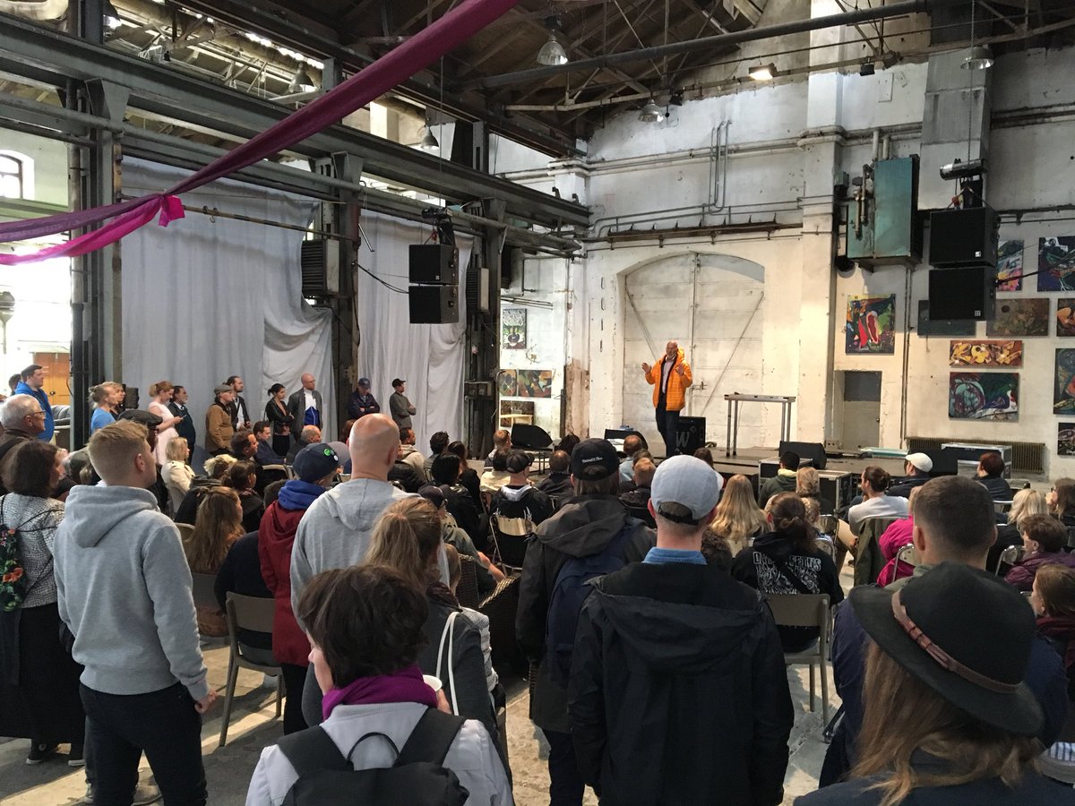 AnttiMoller's tweet photo. Bruce Oreck: we will make #trainfactory the most remarkable space in #Helsinki. #konepaja #vallilankonepaja https://t.co/kxpEGnuVgP
