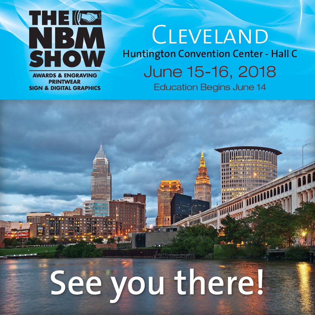 gp_expo's tweet image. THE NBM SHOW in Cleveland is next week! Have you registered? Complete your registration before June 14 for FREE entry! bit.ly/2Jp9WP8
#THENBMSHOW #Cleveland #B2B #TradeShows #Awards #Engraving #ApparelDecorating #SignBusiness