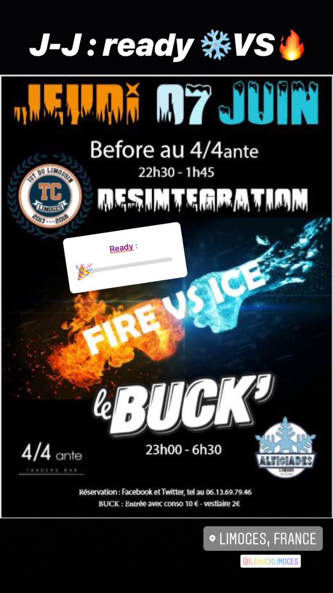 AltiLimoges's tweet photo. SOIRÉE DÉSINTÉGRATION TC : FIRE🔥 VS ICE❄️ on t’attend ce soir ! 🎉@QuatreQuarante @LeBuckLimoges https://t.co/Fur9VvoUQ5