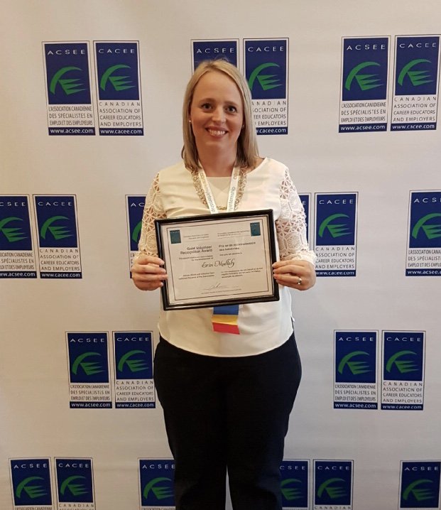 followCACEE's tweet photo. What does gold look like? @erinemullaly! #TBT to Erin receiving her GOLD Volunteer Recognition Award at our conference in Waterloo last week! #CACEEAwards #CACEE2018 #WeAppreciateYou https://t.co/5dQN9UBn84