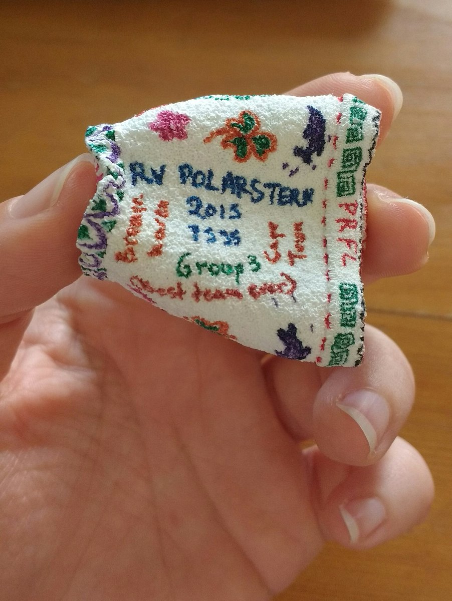 other side of cup labelled "RV Polarstern 2015 PS95, Bremerhaven/Cape Town", more marine critters and two shamrocks