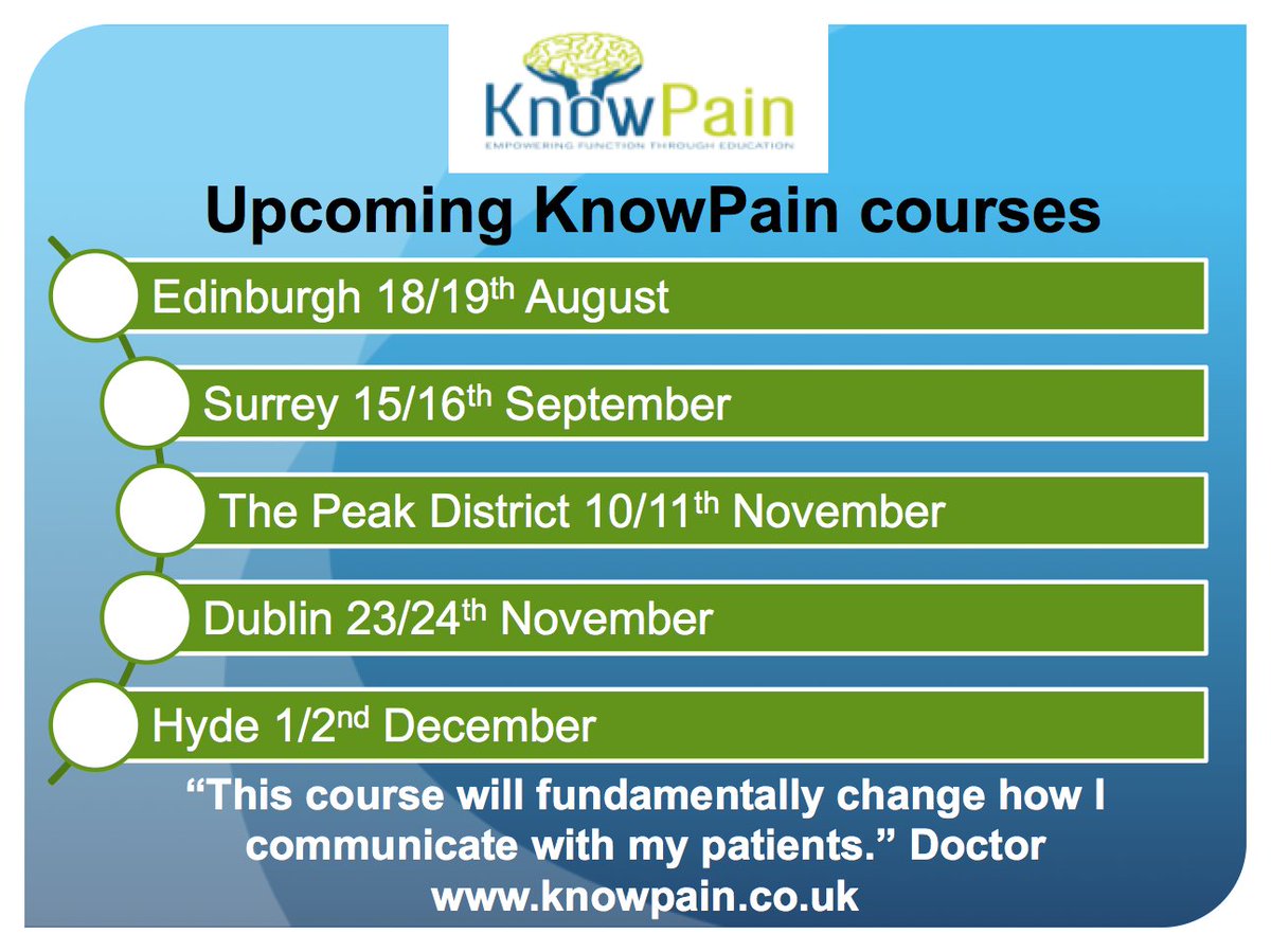 knowpainmike's tweet photo. Looking to develop your teaching &amp; communication skills to empower people in pain?

WIN A FREE PLACE on any of these #KnowPain courses!
Simply retweet this post to enter. There are 3 free places up for grabs &amp; the winners will be announced on Friday 15th June. Good luck! https://t.co/wyOrVRrnL7