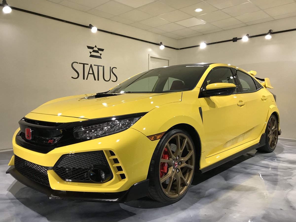 Hondapro Jason Here She Is My 17 Honda Civic Type R Painted In Phoenix Yellow With A Seibon Carbon Carbon Roof