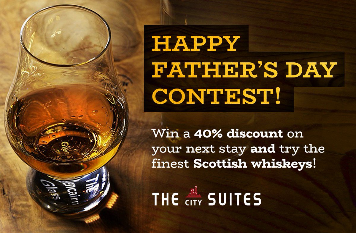 TheCitySuites's tweet photo. FATHER'S DAY #CONTEST - 💸 WIN A 40% #DISCOUNT ON YOUR NEXT STAY AND TRY THE FINEST #SCOTTISH #WHISKY! 🥃 Win a tour to one of best whiskey experiences in the capital of #Scotland! RULES TO WIN: https://t.co/Z9J26RqLJ3 #lifestyle #apartments https://t.co/47RZp3y6Gk
