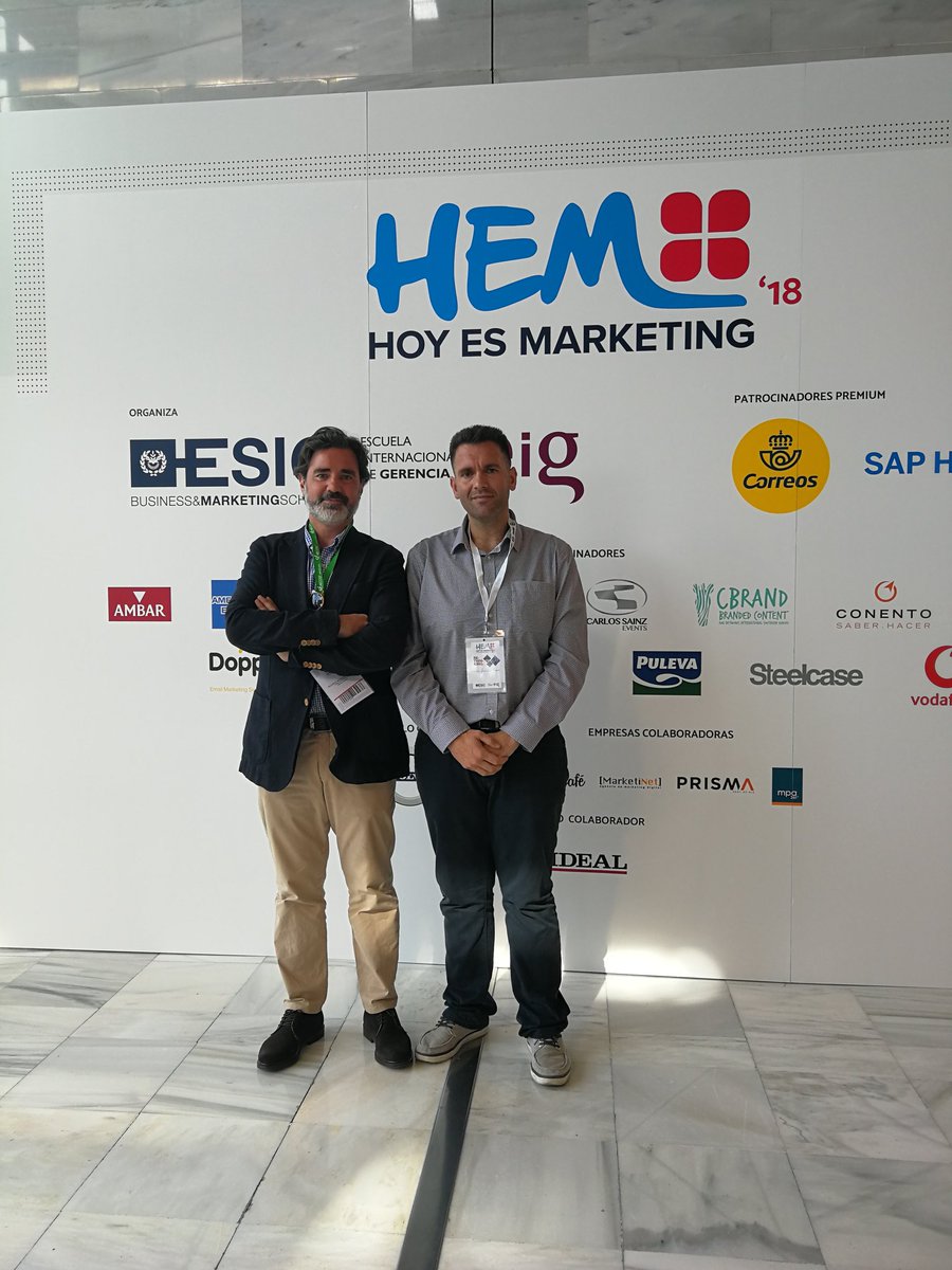 almupreven's tweet photo. Nuestro Director Comercial @manzalopez y nuestro Director de Marketing @juananfranco han asistido al evento de @ESICGranada #HEMESIC en donde se ha hablado de #Economy #Market #Business #SocialModels https://t.co/f6KAQmBbWg