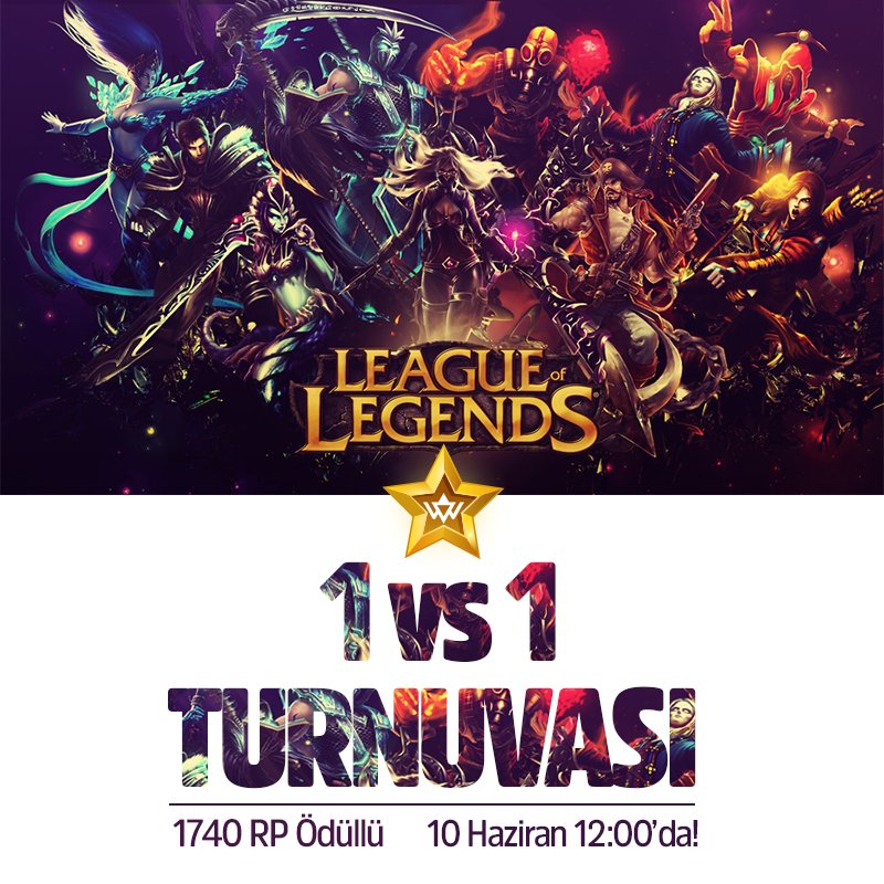 wasdzone's tweet photo. wasdzone LoL Yıldızı 1vs1 Turnuvası 10 Haziran 2018 12:00'da!
Katılımın ücretsiz olduğu, 1740 RP ödüllü turnuvaya katılmak için: https://t.co/cjuKsqalUe adresini ziyaret edebilirsiniz.
#lol #turnuva #1vs1 #wasdzone #lolturnuva #loltr #gaming #espor https://t.co/jSOA94ttHX