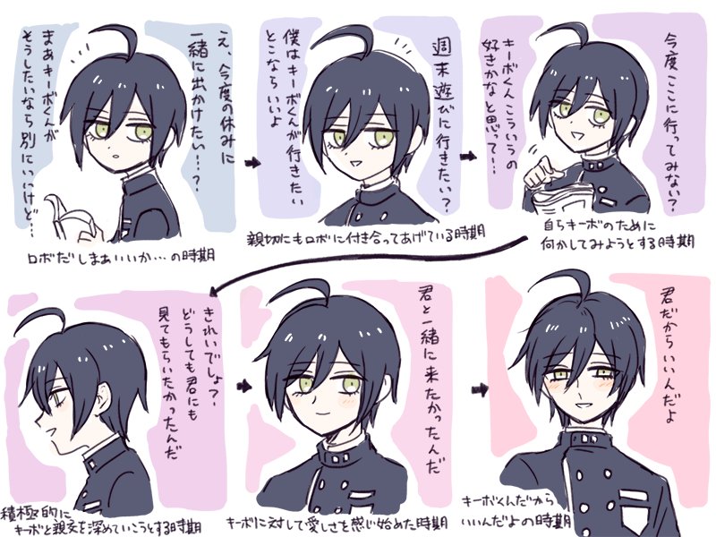 最キボデートするとき最終的にこういった感じになっていってほしいんだけどキーボは人から別に好かれてねーだろがッッッ!!!と自分の脳内で戦争が起こってしまい親切にもロボと付き合ってあげている時期までしか描けていない 