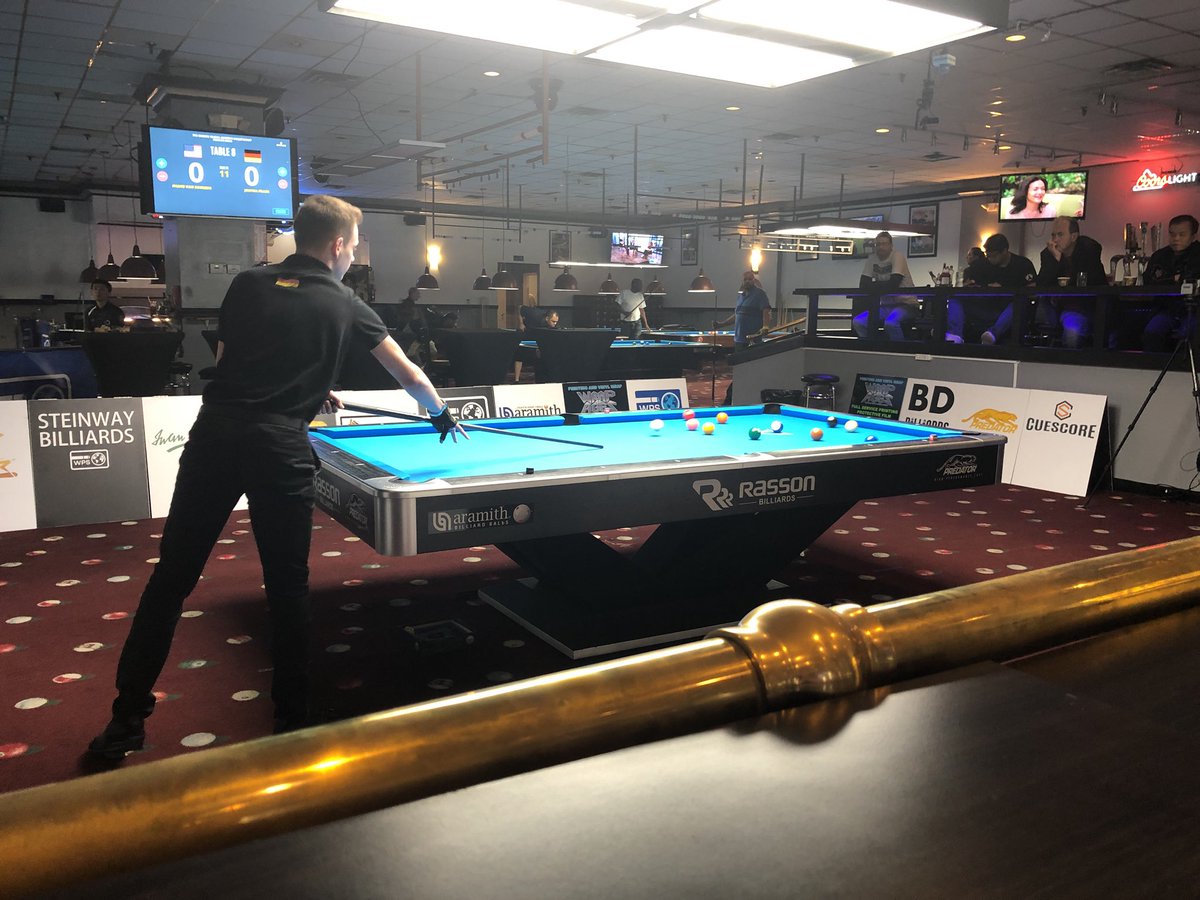 PredatorCues's tweet photo. Happening right now! Joshua Filler v. Shane Van Boening. #TeamPredator #WorldPoolSeries https://t.co/vG3MsJs5cX