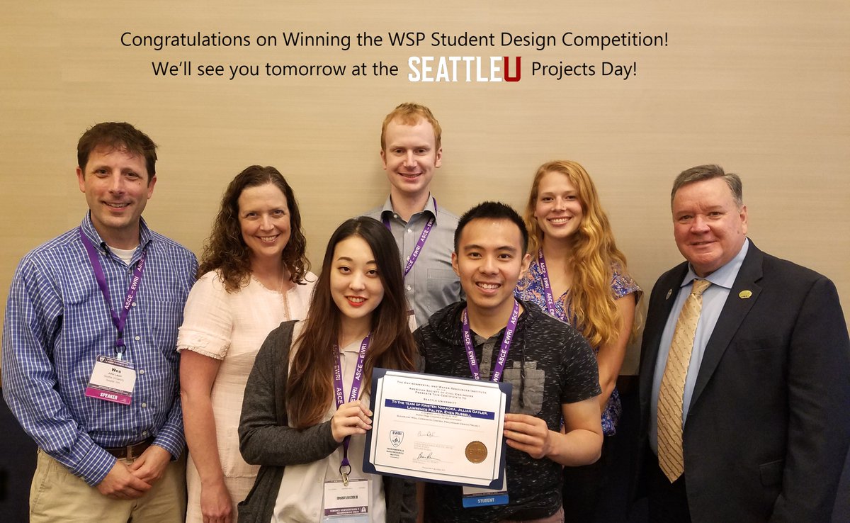 Covington_Water's tweet photo. CWD sponsored a @seattleu CEE project that encourages collaboration between students and engineers to solve real life challenges. All the hard work paid off! They won at the EWRI 2018 Student Competitions! We look forwarding to seeing you tomorrow at Projects Day! https://t.co/sLlGIRbzse