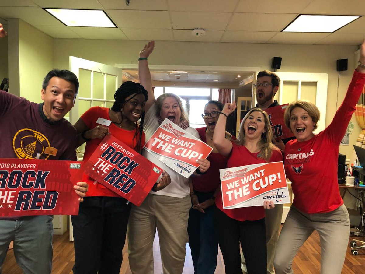 jackbal's tweet photo. Cheering on the Caps from work #rockthered #capitals #dc #hockey #WeWantTheCup https://t.co/Om7rQuHgsb