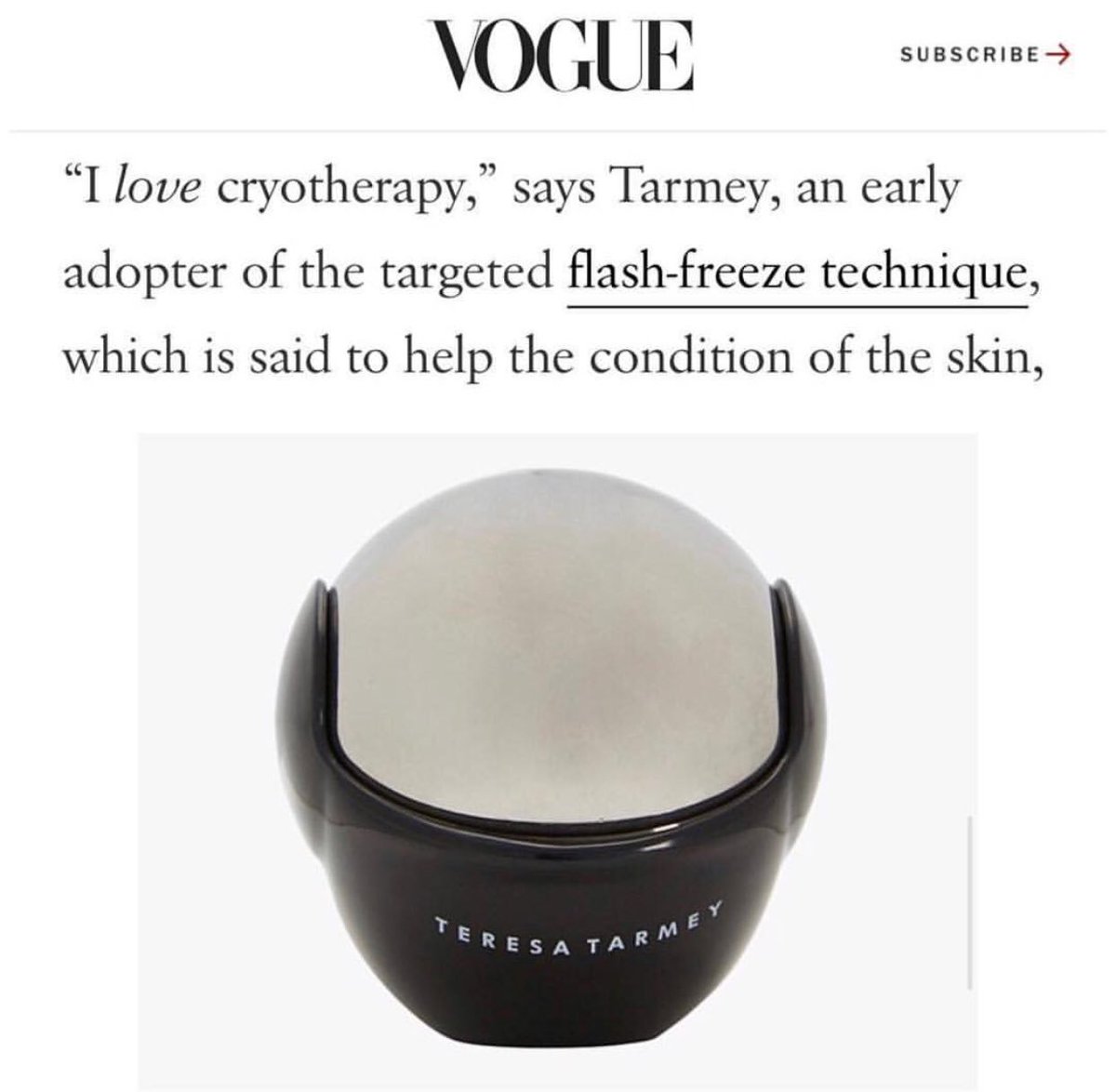 This product is wowing the beauty industry with its endless benefits. Proud to read @teresatarmey being featured in Vogue with this little beauty 🙌🏻 What’s not to love about the Cryoglobe’s 💕