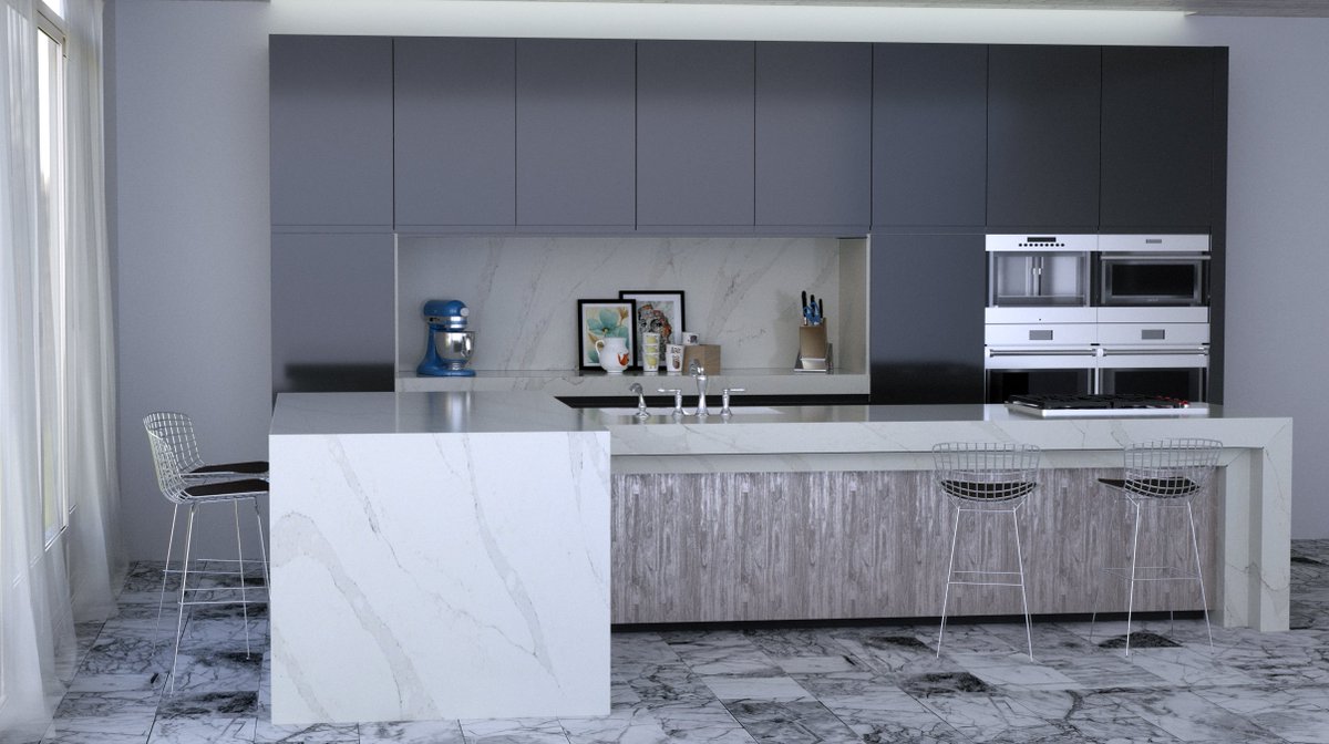 EGM_Group's tweet photo. Inspired by the allure of #stone...AQ Belgium Blue and Waterfall Quartz on countertops for the perfect #modern look! #alleanza https://t.co/cA7papYb4e