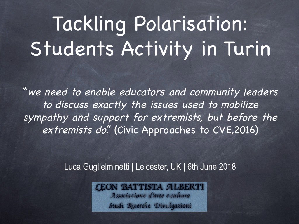 Tackling Polarisation in the Schools of Turin: presentation in the occasion of the @RANEurope Young study visit in Leicester @bezkilleenythwk @AnneliPortman @Lets_TAP hommerevolte2.blogspot.com/2018/06/tackli…