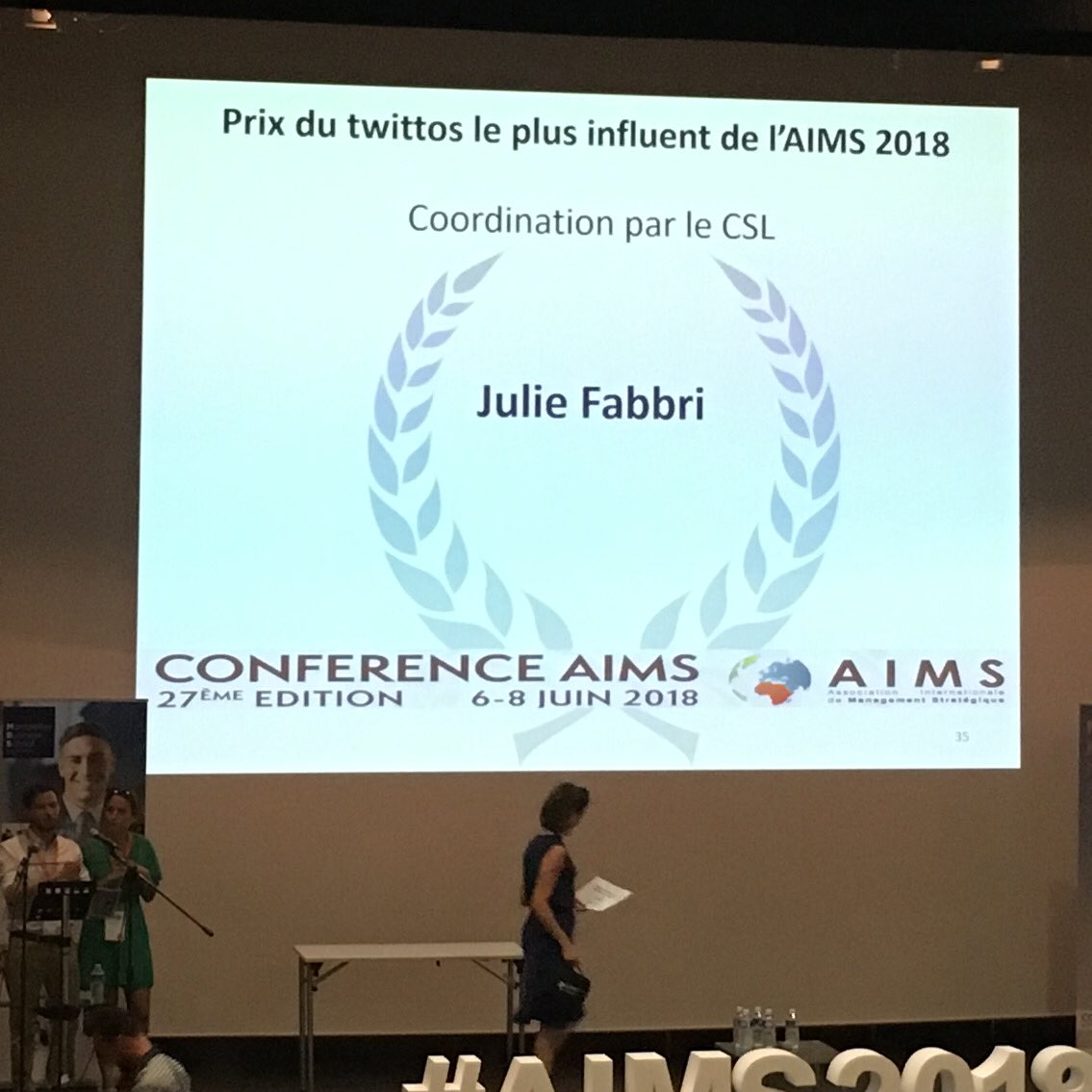 Prix du Twittos #AIMS2018 <a href="/FabbriJulie/">Julie Fabbri</a> 👍<a href="/EMLYON/">emlyon business school</a> <a href="/aims2018/">AIMS 2018</a> - 200 000 vues en 48h 😂