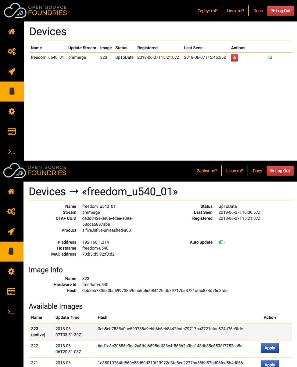 FoundriesIO's tweet photo. #tbt Remember when #RISC-V didn’t exist and there wasn’t a #TUF/#UPTANE compatible open source platform for managing your software #OTA updates on your #Linux devices? Well, it's getting closer, today's screenshot...
#riscv #iot #cpu #yocto #otaplus https://t.co/FZNyDrFlb2