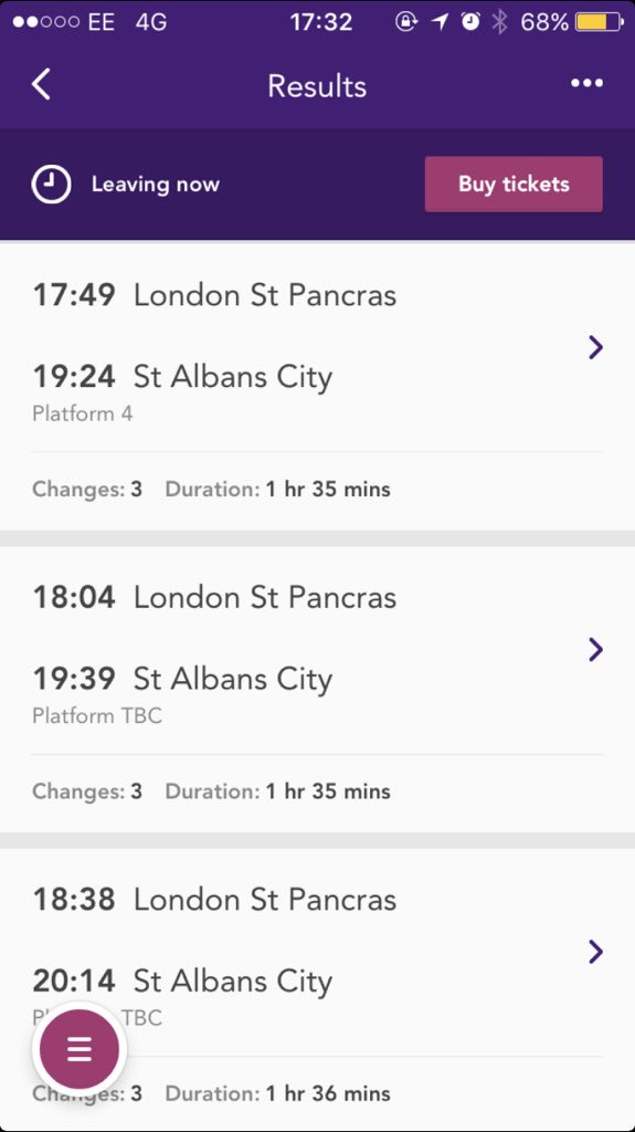 michellelou06's tweet image. Just to confuse and infuriate passengers even more @TLRailUK why is your app showing live train times &amp;amp; a platform incorrectly? Is it really going to take 1hr 35 mins from St Pancras to St Albans?? 🤔 #thameslinkfail #timetablefail #fedup