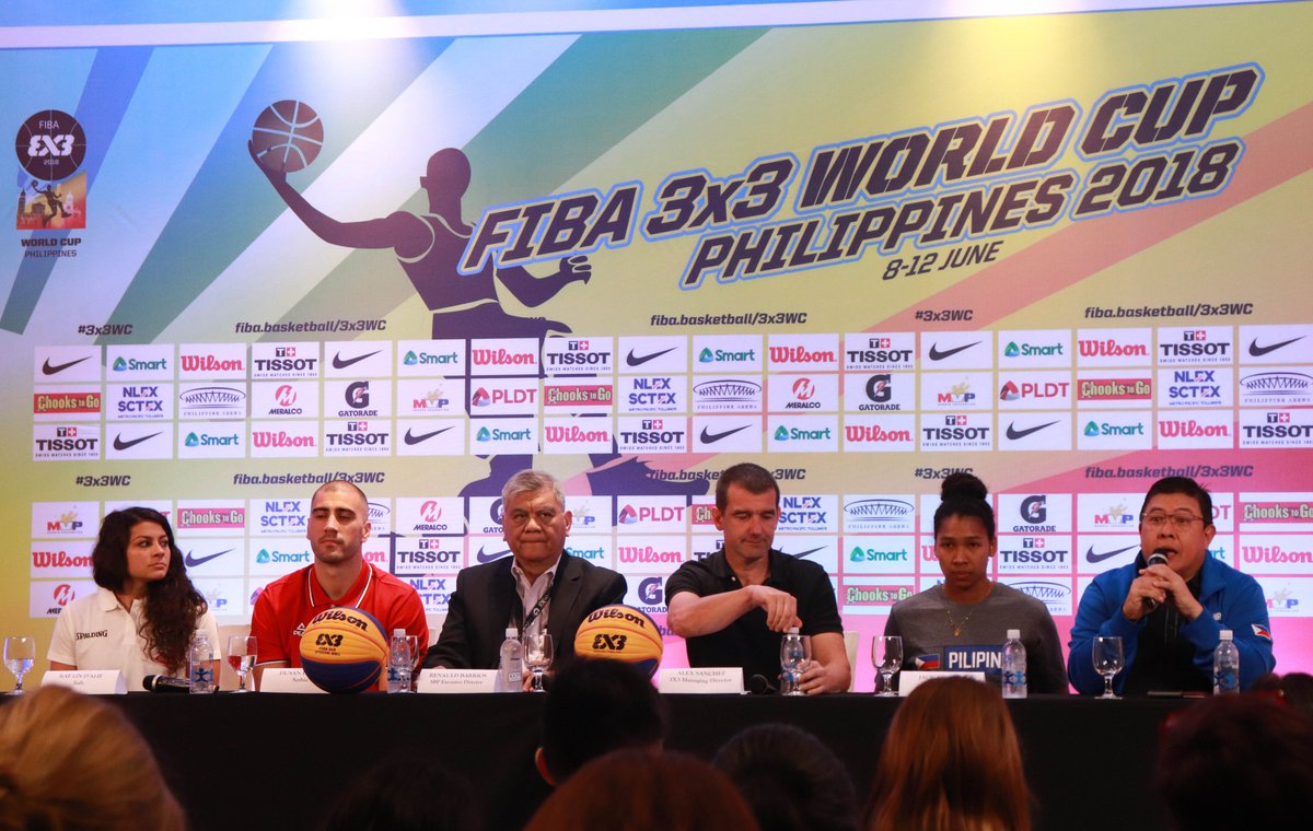 At the presscon of <a href="/FIBA3x3/">3x3 Basketball | FIBA3x3</a> World Cup Philippines 2018 last June 7. Rae Lin D'Alie of Italy, Dusan Bulut of Serbia, Mr. Renauld Barrios of SBP, Alex Sanchez of #FIBA3x3, Jack Danielle Animam of Philippines and Butch Antonio were present at the presscon #3x3WC #WatchUsPlay