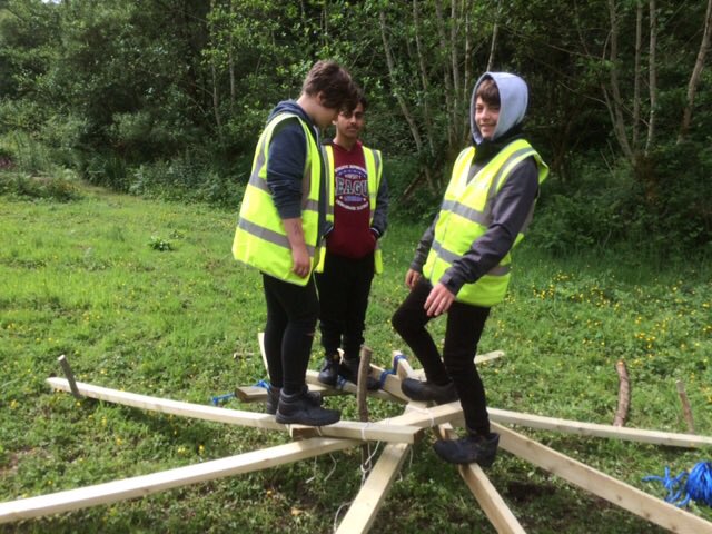 KEVICC's tweet photo. Prototype roof made yesterday for the Devon Roundhouse @GreenlanesC. Collaborative outdoor learning in glorious Devon sunshine #Totnes https://t.co/UROEzrlseH