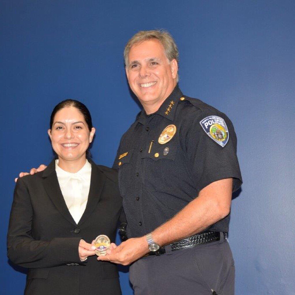 myNMBPolice's tweet photo. Today, Chief Hernandez swore in several new officers, Ofc. Burgos, Ofc. Ostrov &amp; Ofc. Saint Amour. We are excited to welcome them to our family. #thinblueline #newhire #backtheblue #family https://t.co/3xyqEsLRFZ