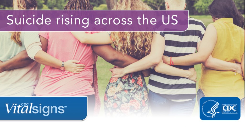 HHSGov's tweet photo. Suicides are rising across the US. Suicide is more than a mental health condition—states and communities can adopt comprehensive strategies to prevent suicide. Read more in new #VitalSigns report: https://t.co/QaqBophuGW https://t.co/IvBV2IhlDK