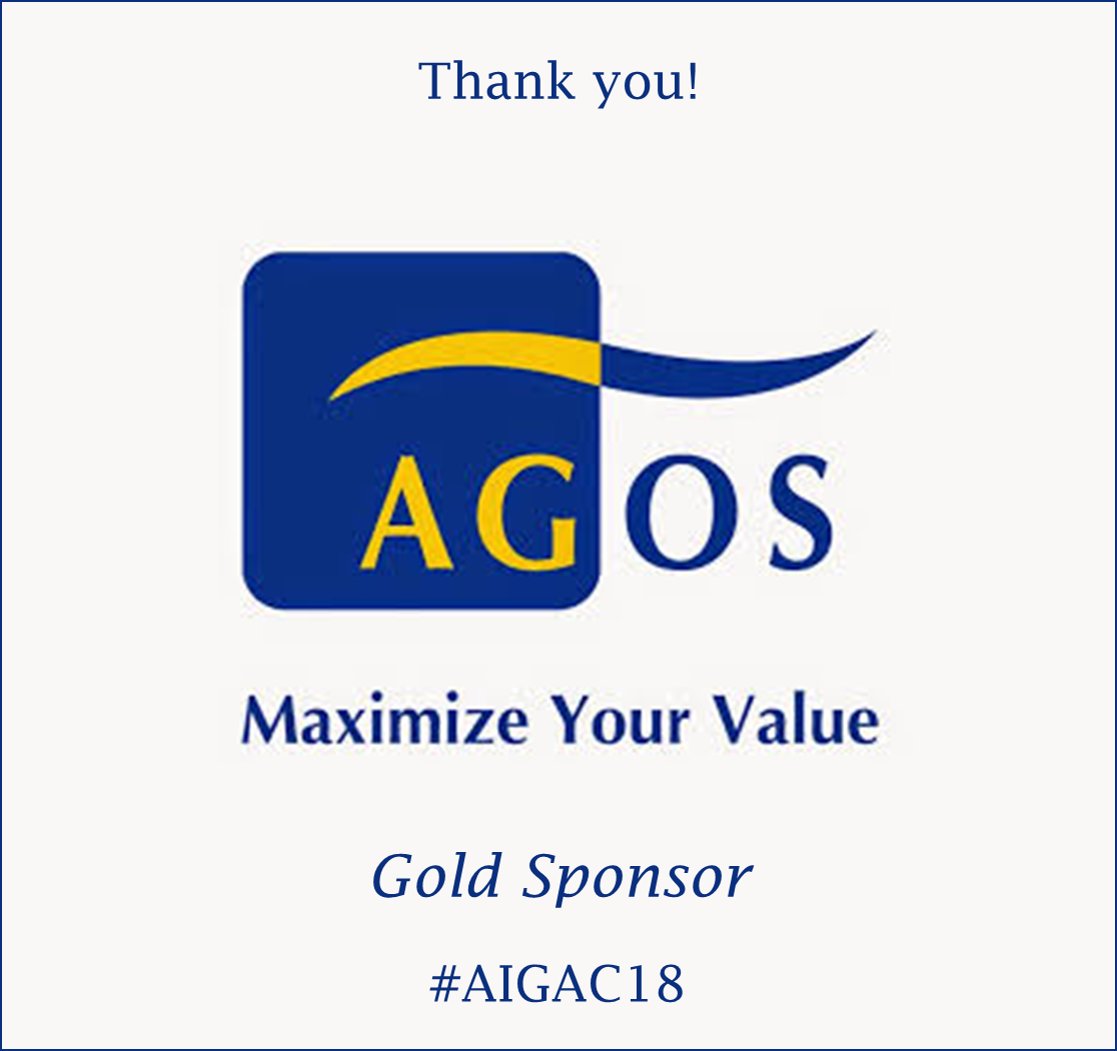 OfficialAIGAC's tweet photo. Gold Sponsor @AgosJapan has been a long-time supporter of our organization. The #AIGAC18 conference committee thanks you for your ongoing contributions! https://t.co/qW6pFmdnrT
