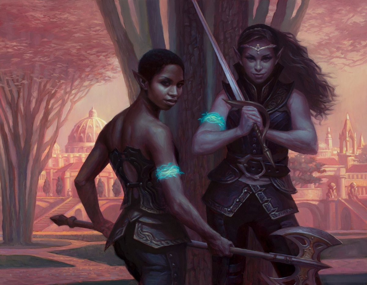 CubeApril's tweet photo. Did you know that Natural Unity by @rpancoast_art is the only Magic card to depict a same-sex female couple?
The labrys (double-bitted battle axe) is associated with LGBT culture and lesbian pride, and here it is used as a very subtle visual cue to provide context. https://t.co/Ud8hEKawJA