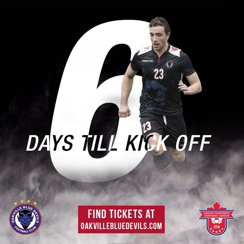 6 days until OBD host A.S. Blainville in the 2nd game of the 1st leg in the Can. Championship. KO is 7:30 pm , June 13 at the Ont Soccer Centre Purchase your tickets here!  oakvillebluedevilsfc.com/canadian-champ…
#COYD #WeAreOakville #Macron #League1Ontario #L1O #CanadianChampionship