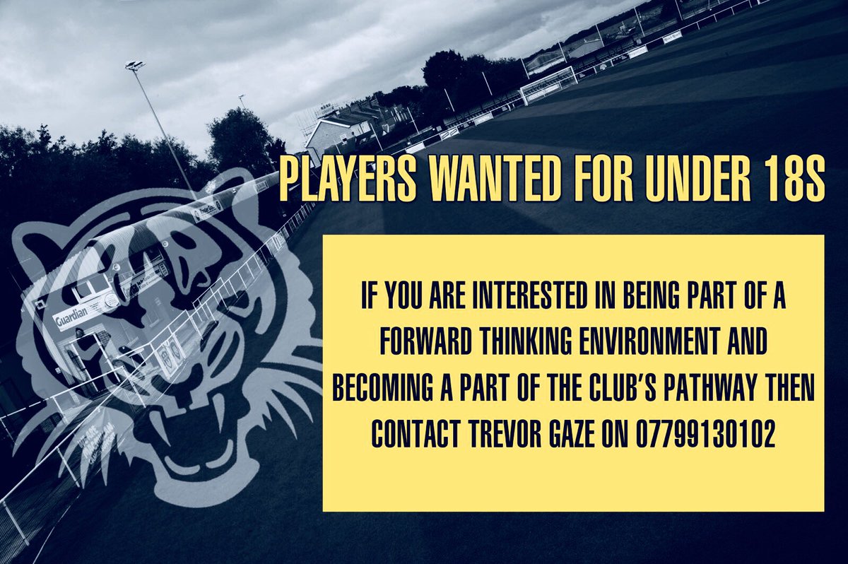 Our Under 18’s are looking for new players for the 18/19 season 🐯 

Get in touch with Trevor Gaze if interested on 07799 130102 👍🏻