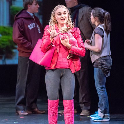 SCUPresents's tweet photo. Elle Woods and Bruiser are excited for tonight! @scualumni are visiting the show and I'm sure they'll be proud of our current #broncos! #scupresents #scuTaDa https://t.co/2xqNHOCZG0