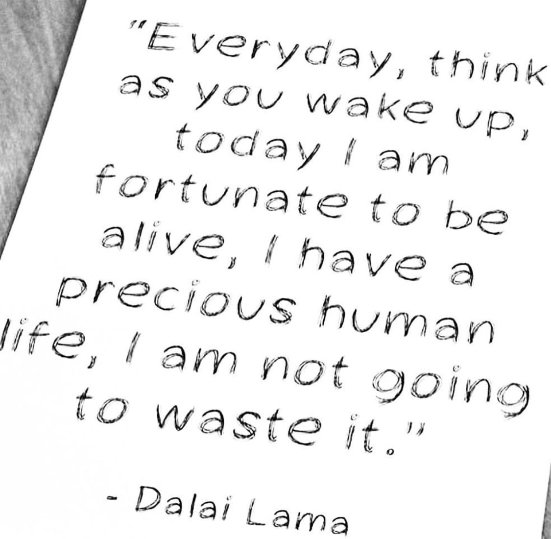Everyday, think as you wake up: Today I am fortunate to be alive. I have a precious human life. I am not going to waste it. ~ @DalaiLama