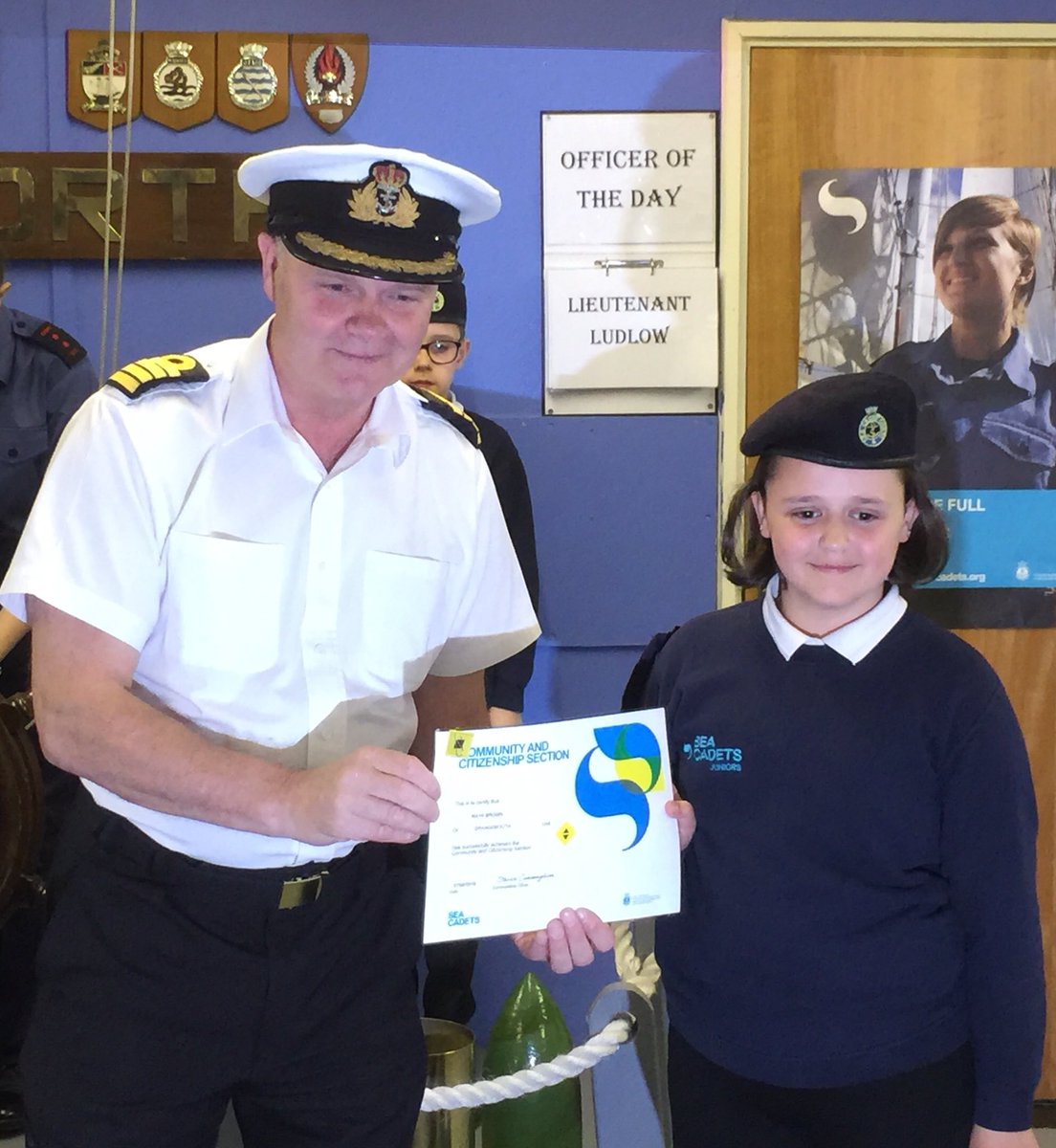 TSForth's tweet photo. A busy night at #Grangemouth #SeaCadetsUK, thank you Capt Peter Adams (Area Officer #NorthernArea) for handing out Certificates &amp; Goodie bags to our best Recruiters.  #BZ to MC David who got his #RMC Beret &amp; JC Charlie who moves up to Blue Jacket Division next week. #GoForth. https://t.co/80u4YX9Diu