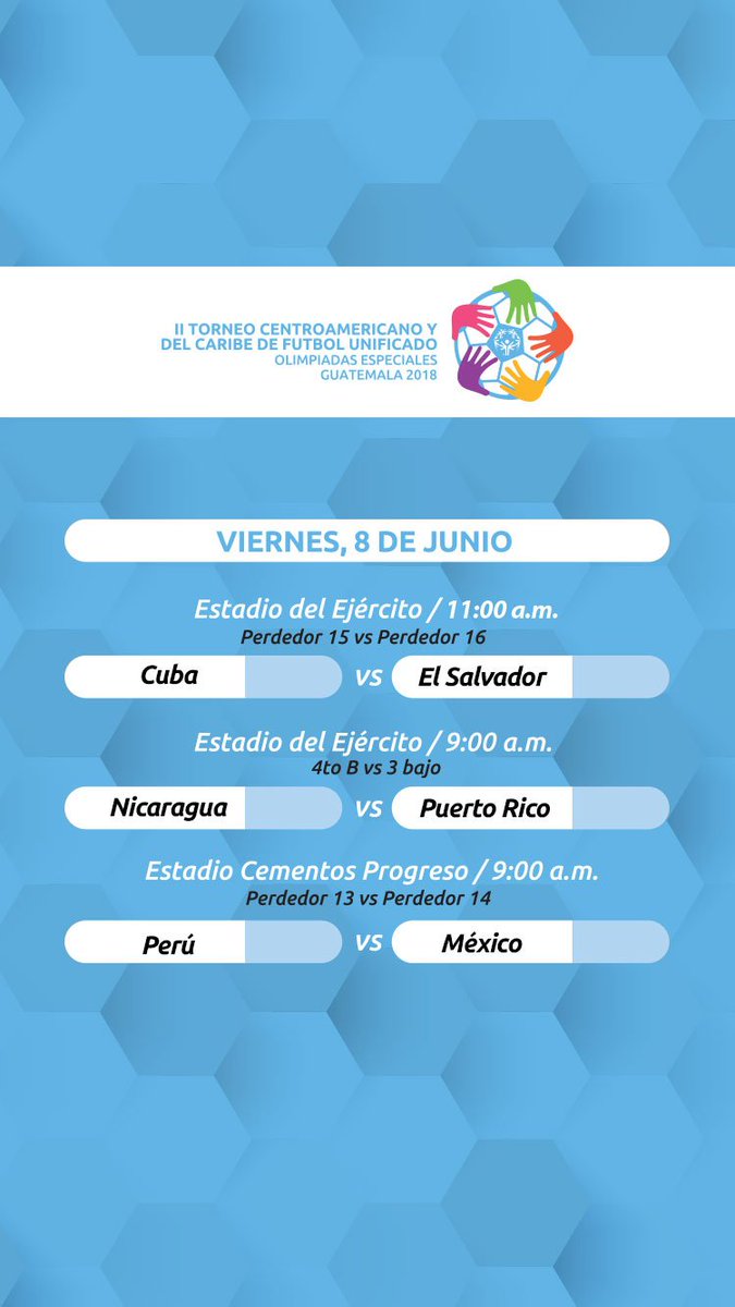 OEamericalatina's tweet photo. Disfruta de los resultados y el calendario de los próximos partidos del II Torneo Centroamericano y del Caribe de Fútbol Unificado, Guatemala 2018. #OETorneo #EligeIncluir https://t.co/Dt97CfBFp8