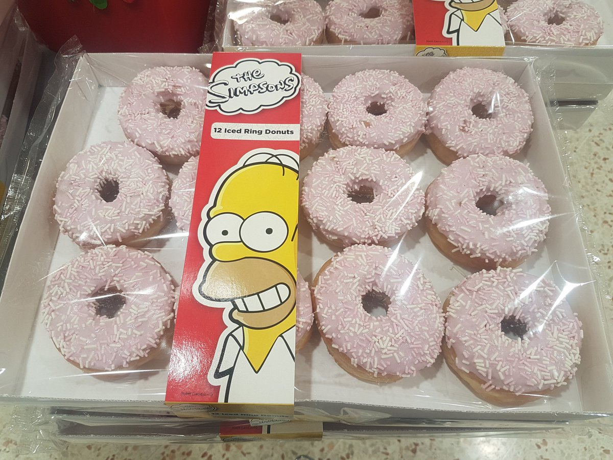 BradChuck's tweet photo. Pure heart attack in a box from the @TheSimpsons at @Morrisons. Still, @ItsFoodPorn for masses. #Doughnuts #DOHnuts https://t.co/KWsoUUtZFl