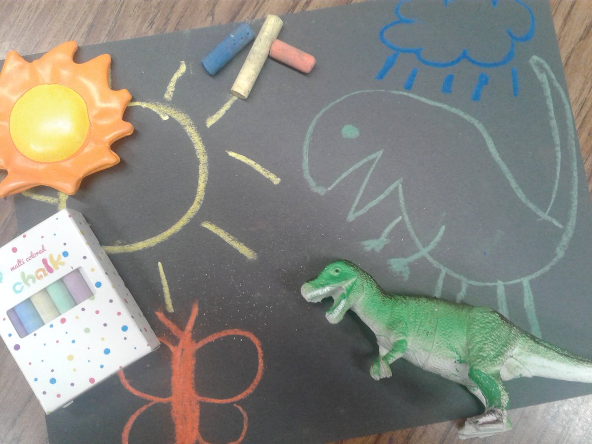 gmvslp's tweet photo. Wordless picture books- great for ANY goal (/age)!! I had to take a picture of the student who walked in wearing a dinosaur t-shirt! Perfect for our book this week! 😂 Thanks for the #props, @rbteachart &amp; @liadipalma! 😁 #slp #chalk #picturebooks @BonnieCapes @jnhrn1221 https://t.co/rZ9BuI7cym