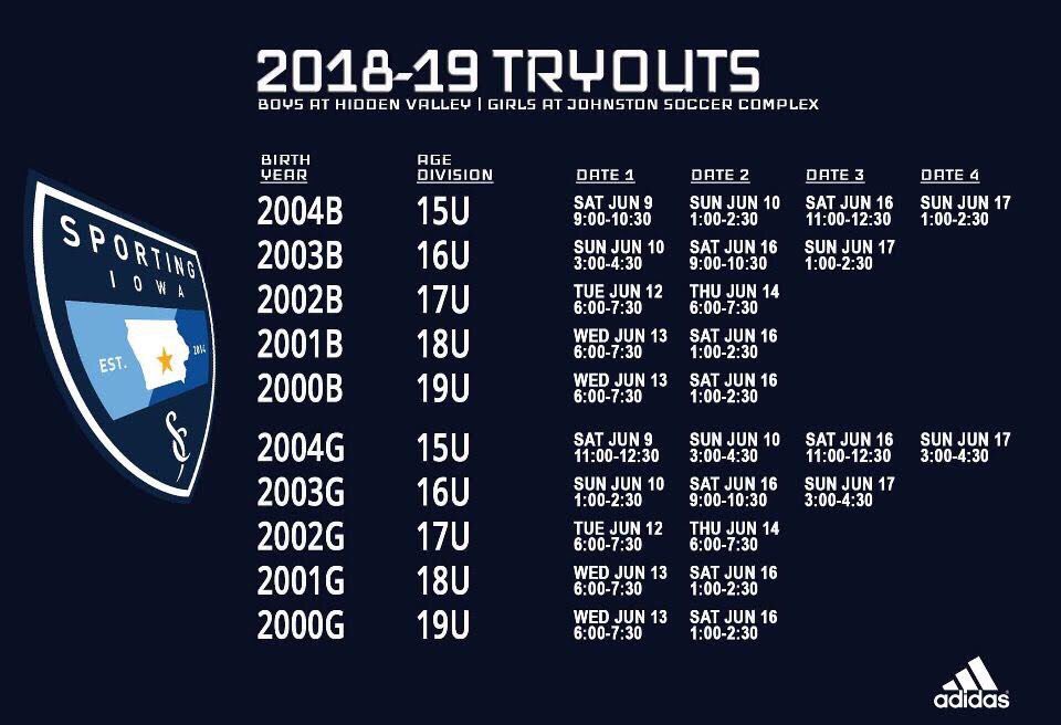 SportingIowa's tweet photo. Only two more days until tryouts begin! Sign up now so you don’t miss out! ⚽️😎

Central - https://t.co/P4oaFY2Cp1
East - https://t.co/IZPfpjEtbe

#SportingIowaFamily #GreatnessRises #Pathway https://t.co/B0RY9FEvNZ