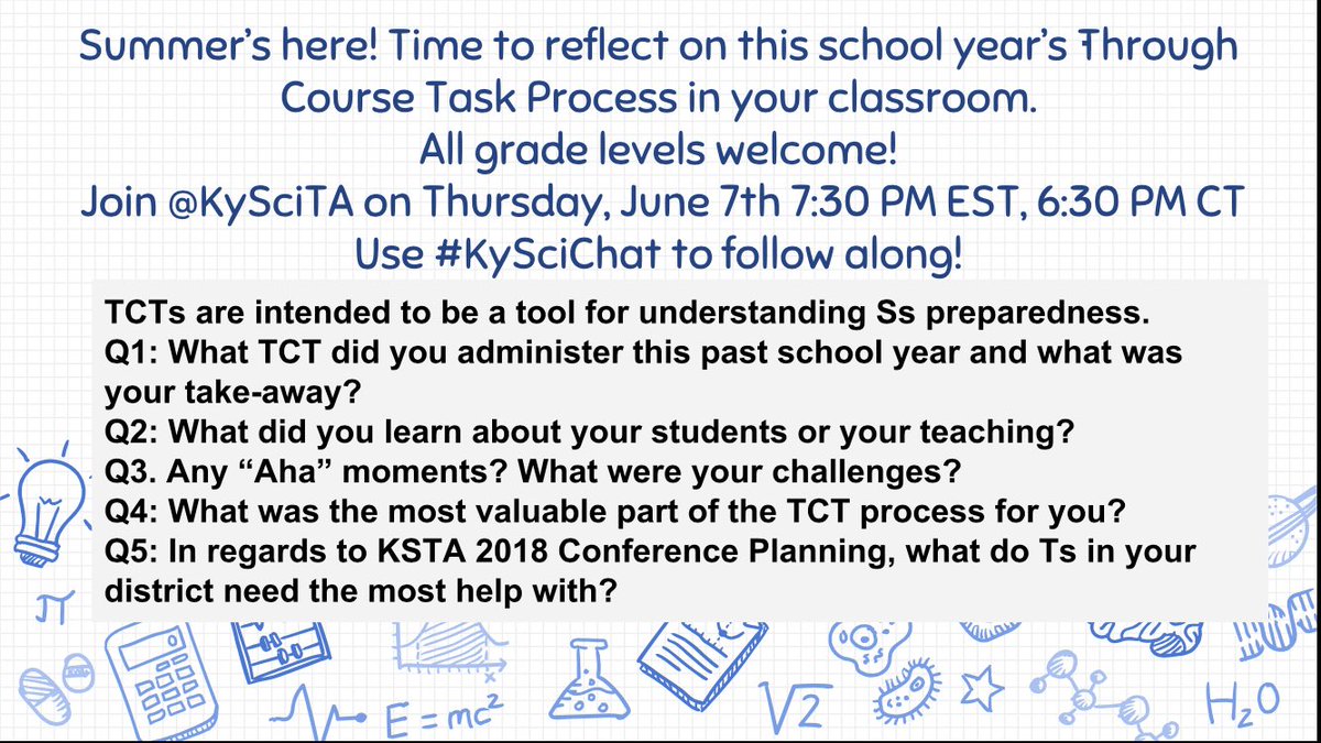 KySciTA's tweet photo. Less than 30 minutes Science peeps! #KySciChat #KSTA2018 https://t.co/yqQfbbBhTj
