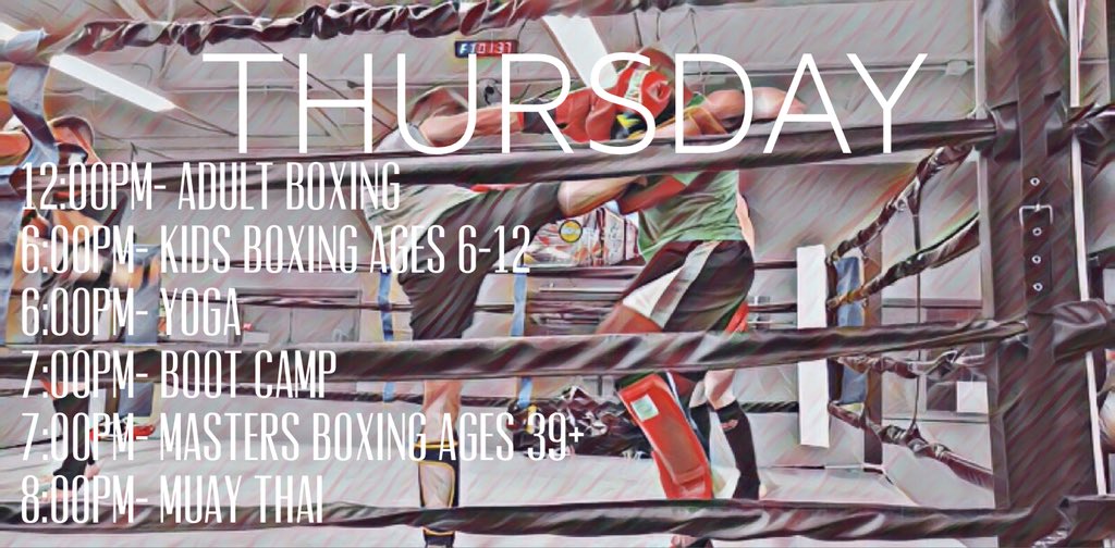 WS_Boxing's tweet photo. Adult Boxing was a success! Here is the rest of the day. Muay Thai tonight! Our coach Jorden is so good other gyms want him! Heβs fresh off of two wins in Thailand! #BucksCounty #Philadelphia #Trenton #Boxing #MuayThai #kidsactivities #yoga #bootcamp #trainingthursday #ws_boxing https://t.co/RAknOnMDeQ
