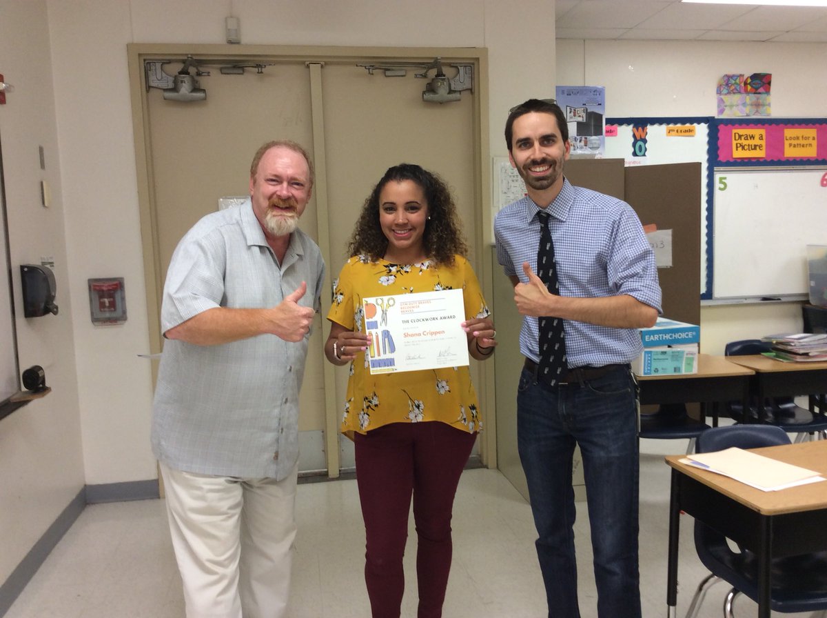 RiggLEAD's tweet photo. Here in Portable 8, we take gym duty very seriously. Therefore, in conjunction with our gym duty compatriots, we came up with the 1st Annual Gym Duty Braves Recognize Braves: The Clockwork Award. This honor is bestowed upon those who always pick up their class on time! #pb8update https://t.co/ZzHC22LHuD