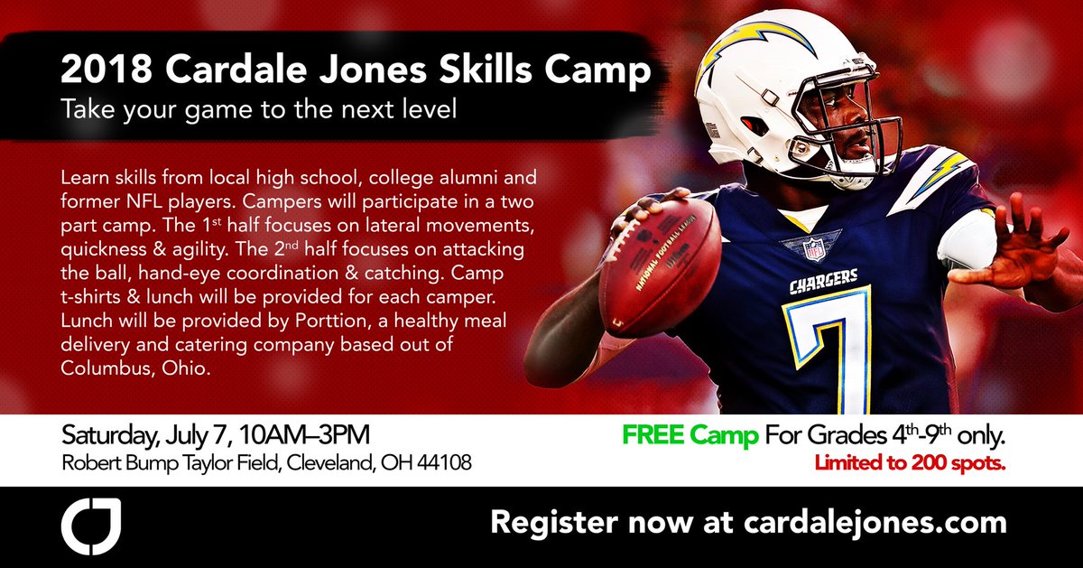 Excited to announce that registration is officially open for the Cardale Jones Skills Camp in my home town of Cleveland, Ohio. To register, go to CardaleJones.com and click on the “Learn More” tab. Link in Bio