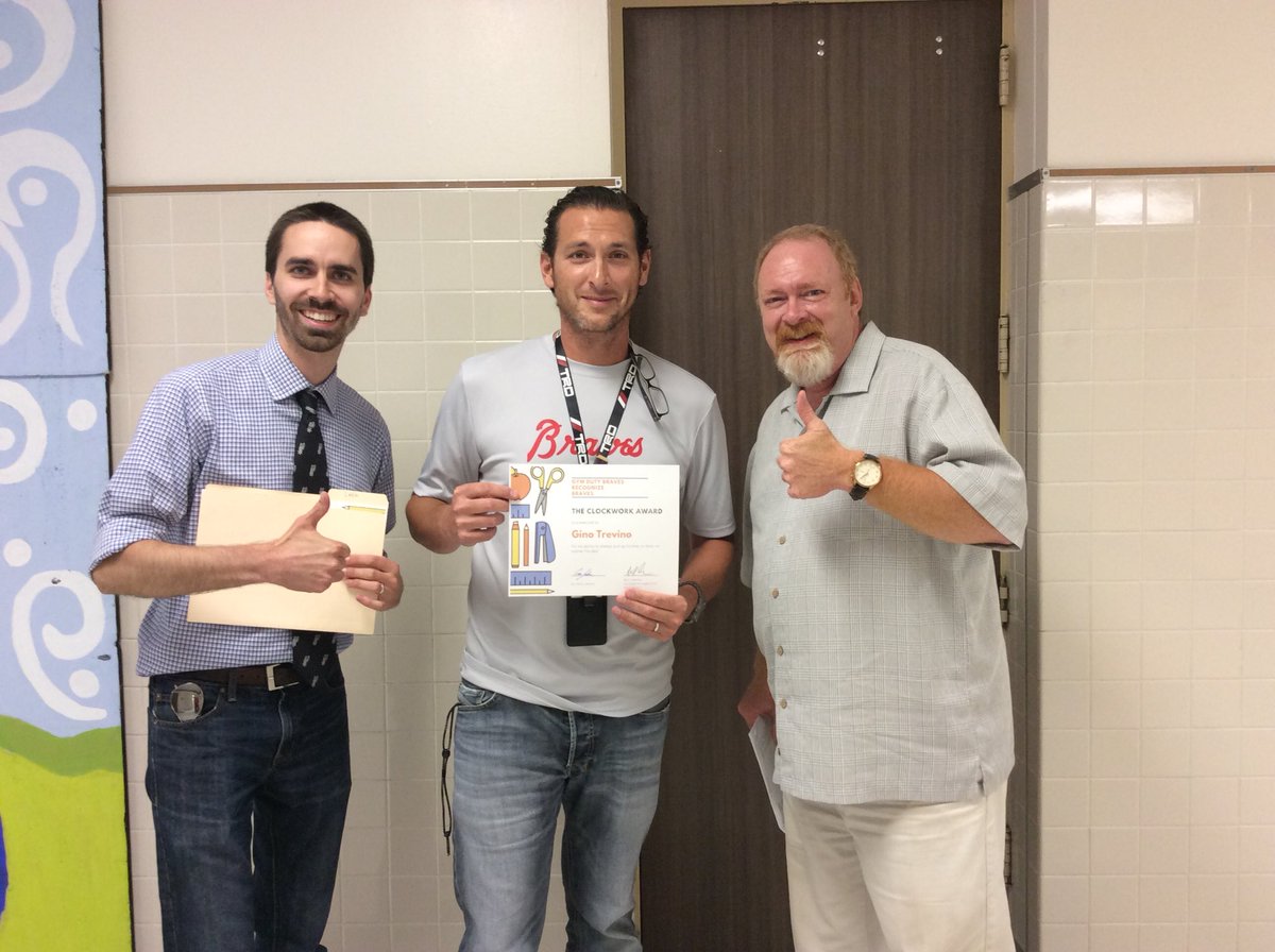 RiggLEAD's tweet photo. Gym Duty Braves Recognize Braves: Clockwork Award winners! #pb8update https://t.co/YLAlyhpods