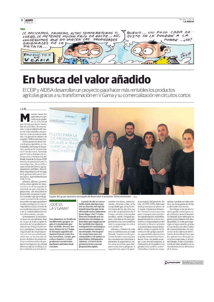 AlfonsoLacuesta's tweet photo. Os presento: Grupo Operativo IDEALimentacion. Convocatoria ayudas cooperación con carácter innovador (PDR de La Rioja), cofinanciado x el Gob de La Rioja, el Ministerio de Agricultura y Pesca, Alimentación y Medio Ambiente y el FEADER. Reportaje: Suplemento AGRO, diario La Rioja. https://t.co/KQ32Lk6c3D