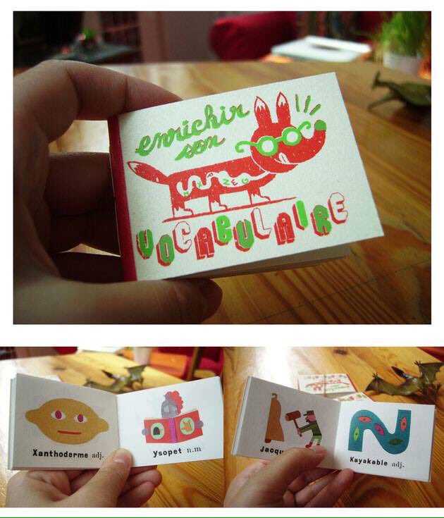 bibforney's tweet photo. Trop mignon ! #fanzine #graphzine
" ENRICHIR SON VOCABULAIRE " d' Oriane Dufort
petit livre (5x7 cm) auto édité en 2011.
Tiré à 20 exemplaires
Couverture sérigraphiée, impressions laser reproduction de collages en papier découpé https://t.co/eL8DroMoWM