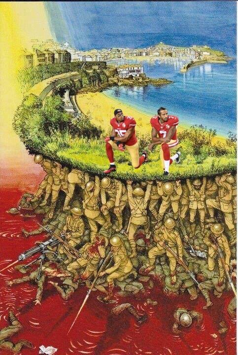 TheFedPaper's tweet photo. Colin Kaepernick in now suing the President and Vice-President claiming they colluded to keep him off of a team.

The image below brilliantly sums up what we think of so called "kneelers." https://t.co/sKdIXzHBQL