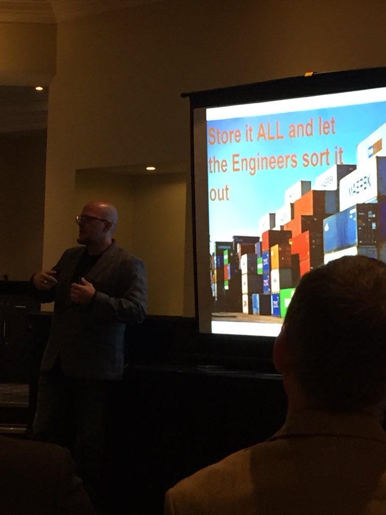 edbeller's tweet photo. “Store it all and let the engineers sort it out”. Can’t have too much info for #machinelearning 3PillarGlobal CTO Jonathan Rivers #byte2018 https://t.co/gjTpSgVKN5
