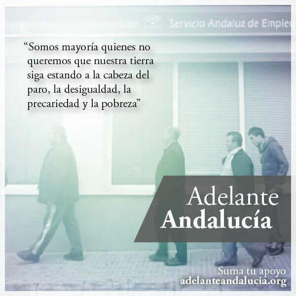 Precariedad, desempleo y desigualdad no pueden seguir siendo sinónimo de Andalucía. Necesitamos cambiar el modelo productivo que condena a nuestra tierra y la coloca en los puestos de cola de Europa. Contamos contigo. ✒️Únete a #AdelanteAndalucía

 adelanteandalucia.org