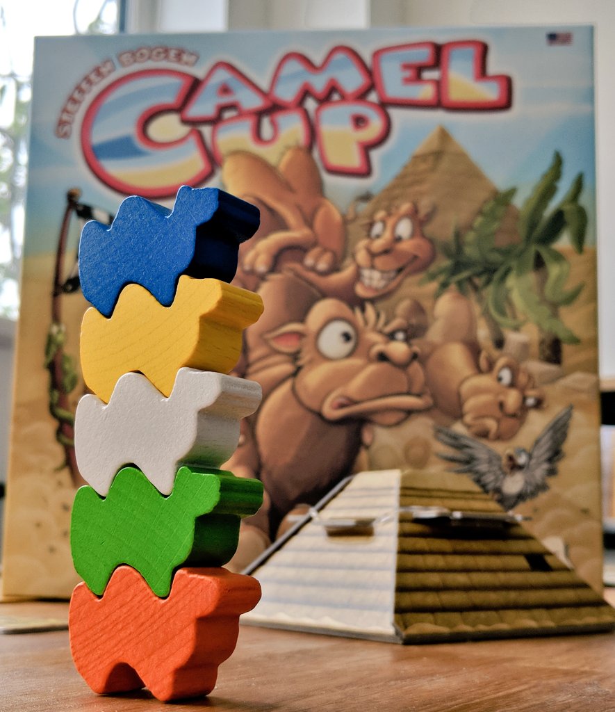 roamingmeeple's tweet photo. Stacking camels, what's not to love!!! Camel Up!! That artwork is hilarious too! 👏👌😂
#tabletopgames #BoardGames #tabletopgaming @eggertspiele https://t.co/YdGd9fZ76R