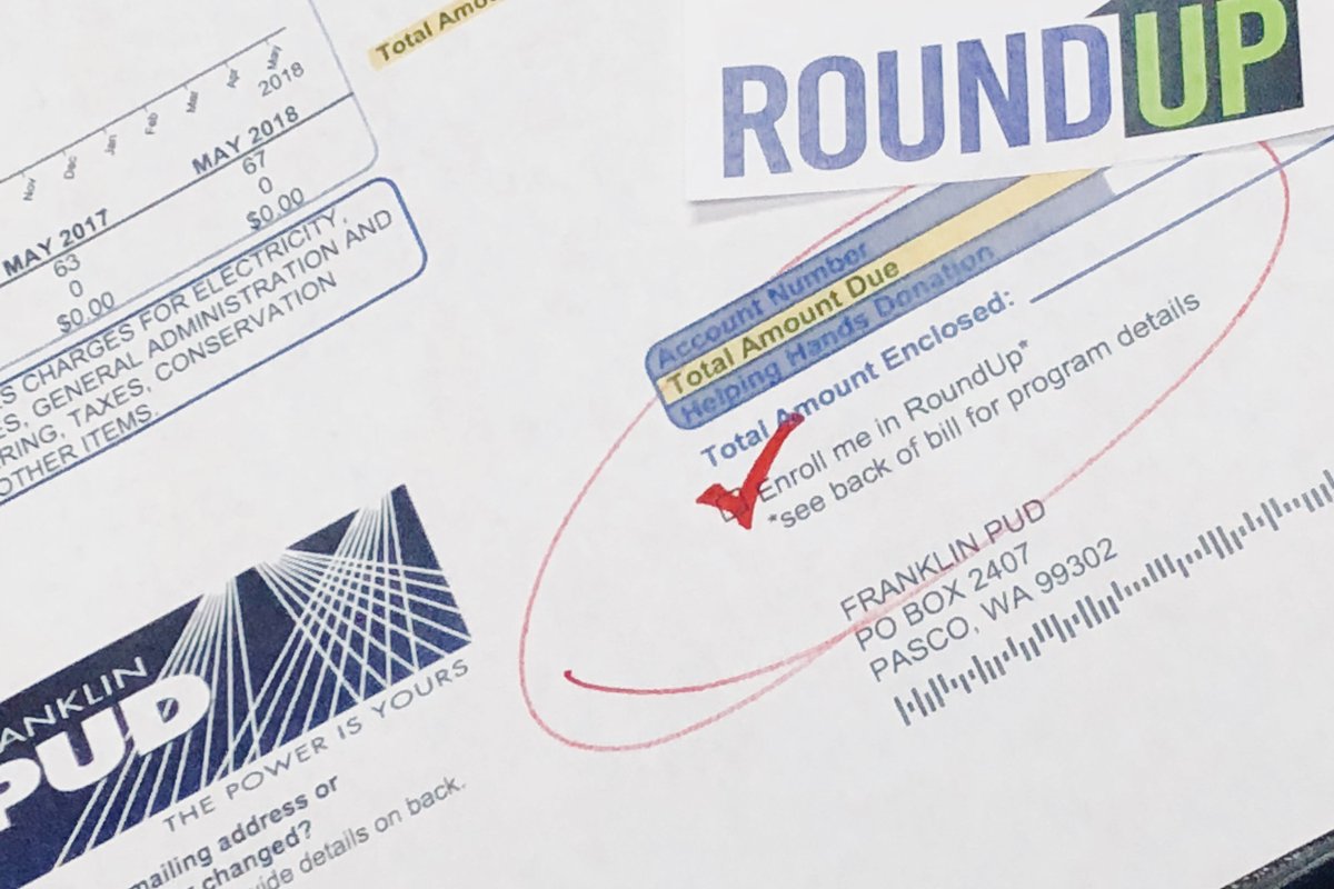 franklinpud's tweet image. RoundUp is officially here! All new bill payment stubs will have a box to check that allows you to enroll. Your bill will be rounded up to the nearest dollar and the extra change will be donated to Helping Hands. More information here bit.ly/2sOCfj3