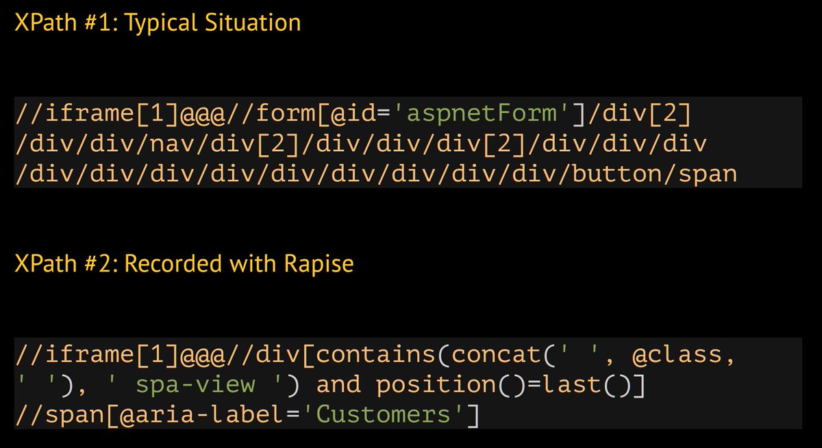 dmarkovtsev's tweet photo. This is what you typically get when recording a web test (XPath #1). Things are different in #Rapise (XPath #2)
We'll show how we do it automatically at #DevGeekWeek 2018 https://t.co/ESUHm3RLK5