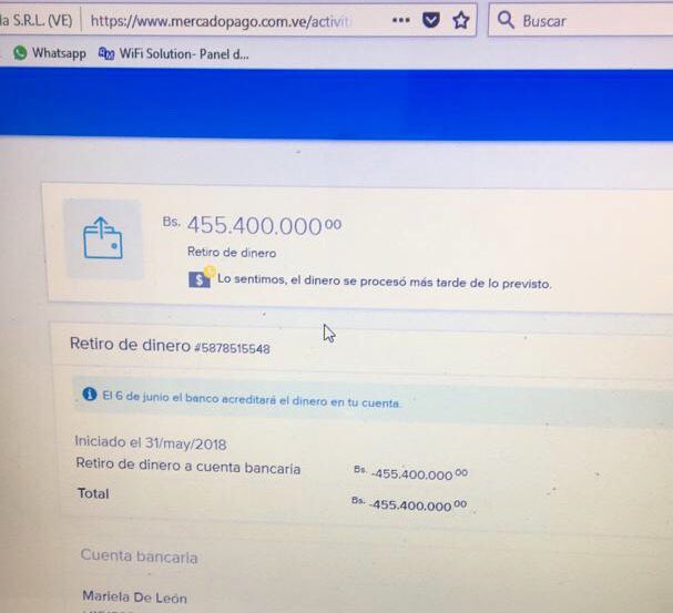 marieladeleon7's tweet photo. Espero un reembolso desde el pasado 31 de Mayo que supuestamente se haría el 5/6/18 luego el 6/6/18 y ya hoy es 7 de Junio y no hay noticias. #ayuda @ML_Ayuda @ML_Venezuela @mercadopago no quiero ser parte de sus estadísticas https://t.co/ASMHAY4DZB