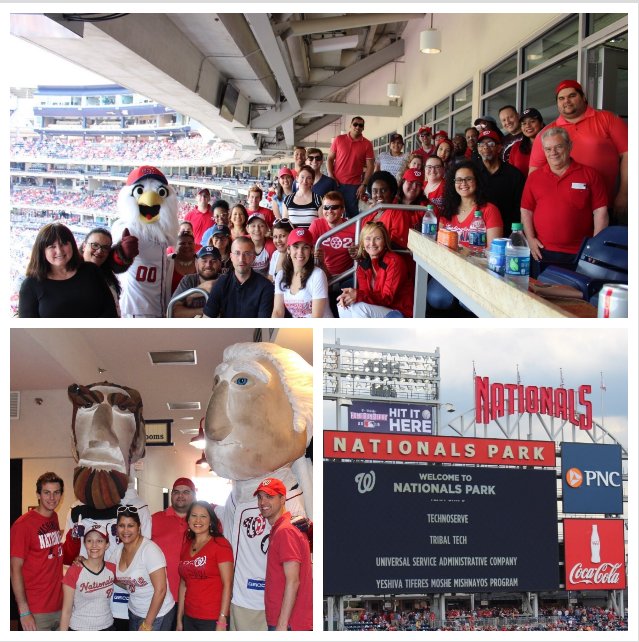 TribalTechLLC's tweet photo. A Nats win, a beautiful day, the Presidents, Screech and awesome Tribal Tech employees…PRICELESS! #Tribaltechfun https://t.co/nqskODjxYG